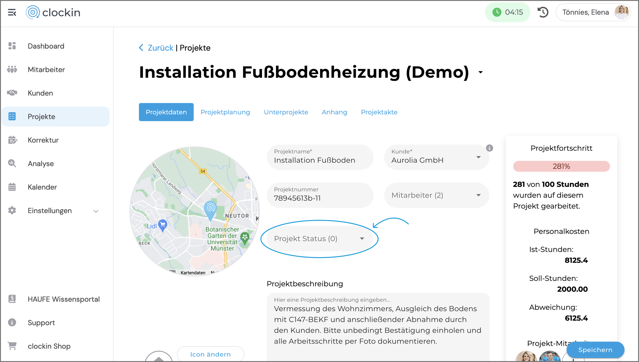 Was ist der Projekt-Status und wie funktioniert er?
