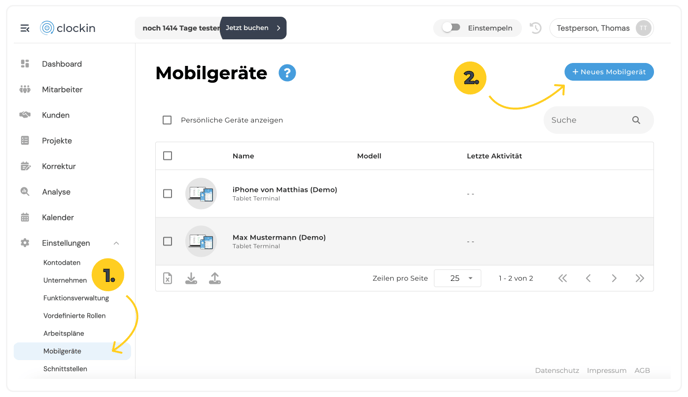 Mobilgerät anlegen